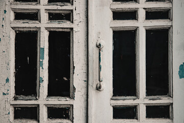  Vintage shabby white doors with windows
