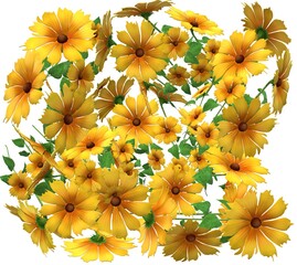 3d image yellow flowers background