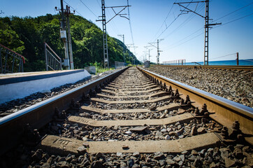 
the railway going into the distance