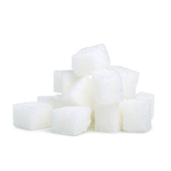 White sugar cubes on white background isolation