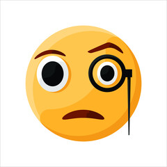Astonished EyeGlass Face Emoji Illustration Creative Design Vector
