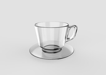 3D Rendering A Glass Cup Blank Isolated on White Background