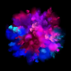 Colorful powder explosion effect on black background