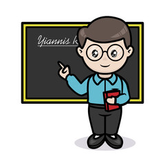Cute male teacher, happy teacher day mascot design illustration
