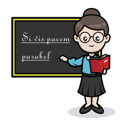 Happy teacher day, cute female teacher mascot design illustration
