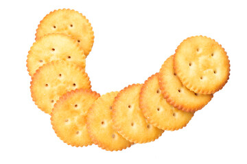 healthy cracker biscuits isolated on white background, salty tasty biscuits