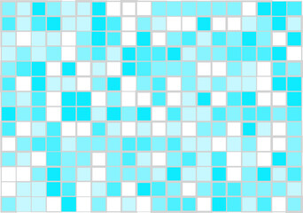 Mosaic from vector squares with trendy blue  and white colors and different sized borders in shades of blue for web, cover, wrapping paper, art, etc. backgrounds