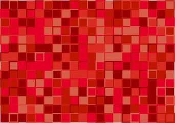 Mosaic from vector squares with trendy red  colors and different sized borders in shades of red for web, cover, wrapping paper, art, etc. backgrounds