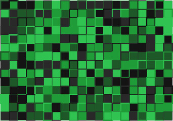 Mosaic from vector squares with trendy green colors and different sized borders in shades of green for web, cover, wrapping paper, art, etc. backgrounds