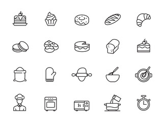 minimal bakery line icon set