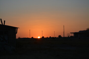 Sunset at village.