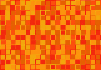 Mosaic from vector squares with trendy red  and orange colors and different sized borders in shades of colors for web, cover, wrapping paper, art, etc. backgrounds
