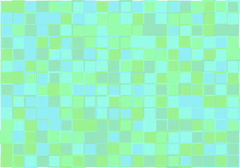Mosaic from vector squares with trendy blue and green colors and different sized borders in shades of blue for web, cover, wrapping paper, art, etc. backgrounds
