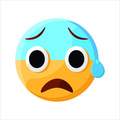 Surprised Open Mouth Sweating Face Emoji Illustration Creative Design Vector