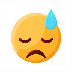 Cold Sweat Face Emoji Illustration Creative Design Vector