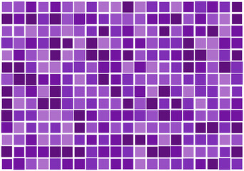 Mosaic from vector squares with trendy purple colors and different sized borders in shades of purple for web, cover, wrapping paper, art, etc. backgrounds