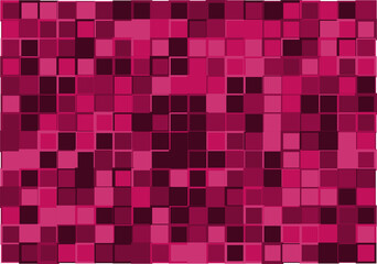 Mosaic from vector squares with trendy pink colors and different sized borders in shades of pink for web, cover, wrapping paper, art, etc. backgrounds