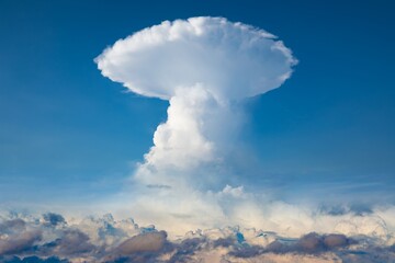 Huge cloud that looks like nuclear explosion. Cumulonimbus cloud is amazing and dangerous natural...