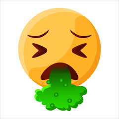 Vomiting Throwing Up Face Emoji Illustration Creative Design Vector