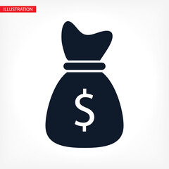Money bag icon. lorem ipsum Flat Design JPG