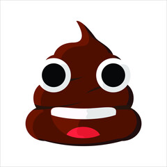 Turd Pile of Poo Poop Smiling Funny Face Emoji Illustration Creative Design Vector