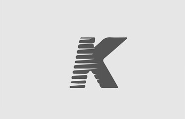 K grey alphabet letter logo icon. Line design for business and company