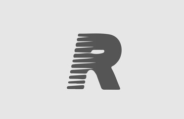 R grey alphabet letter logo icon. Line design for business and company