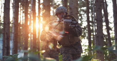 Modern warfare Soldiers  Squad  in battle