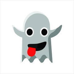Ghost Funny Tongue Out Face Emoji Illustration Creative Design Vector