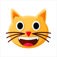 Big Smiling Cat Face Illustration Creative Design Vector