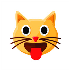 Smiling Cat Face With Stuck-Out Tongue Illustration Creative Design Vector