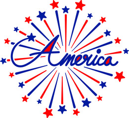 Fototapeta premium Vector illustration of the America firework