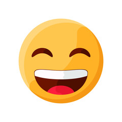 Happy Laughing Fun Eyes Closed Face Emoji Flat Icon Illustration Creative Stylish Design Vector