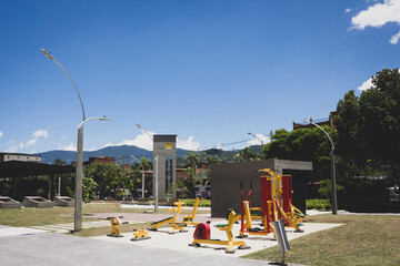 Medellin, Antioquia / Colombia June 12, 2018 outdoor exercise machines