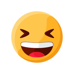 Laughing Happy Fun Eyes Closed Laughter Face Emoji Flat Icon Illustration Creative Stylish Design Vector