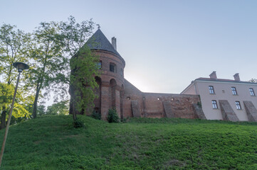 Wall with defensive tower of the Abbey in Jaroslaw.