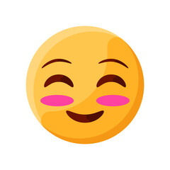 Slight Smiling Blush Happy Fun Face Emoji Flat Icon Illustration Creative Stylish Design Vector