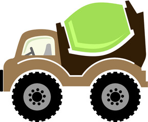 Vector illustration of the concrete mixer truck