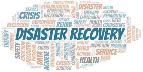 Fototapeta premium Disaster Recovery vector word cloud, made with text only.