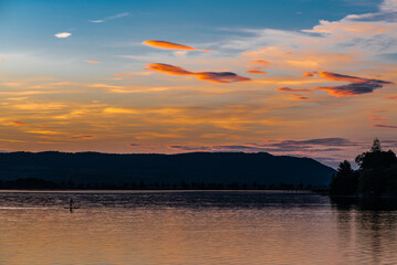 Fototapeta na wymiar Sunset at the Lake Kochelsee, Bavaria, Germany