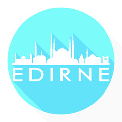Fototapeta premium Edirne Turkey Flat Icon Skyline Silhouette Design City Vector Art Famous Buildings.