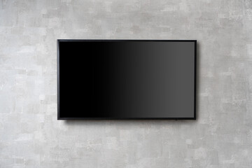 TV mockup background with lcd tv fixed on a wall