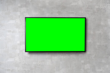 TV mockup background with lcd tv fixed on a wall