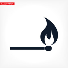 Match stick burns vector icon. Burning matchstick sign.vector icon Fire symbol. vector icon Download arrow, handshake, tick and heart. Flat circle buttons.