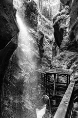 Sigmund Thun Gorge. Cascade valley of wild Kapruner Ache near Kaprun, Austria