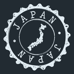 Japan Seal. Silhouette Postal Passport Stamp. Round Vector Icon Postmark.