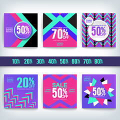 Modern promotion square web banner for social media mobile apps. Elegant sale and discount promotion, Triangle abstract pattern backgrounds , Vector Illustration EPS10.
