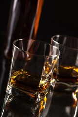 Glasses of Whiskey and Bottle