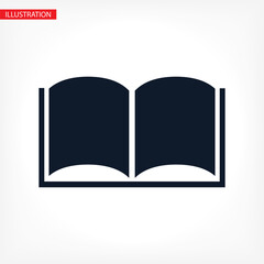 Black open book with text icon. vector icon be used as logo for bookstore or shop, vector icon library, educational or learning concept etc.vector icon