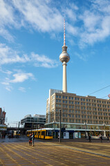 Germany. Berlin. TV tower on Alexanderplatz square in Berlin. February 16, 2018